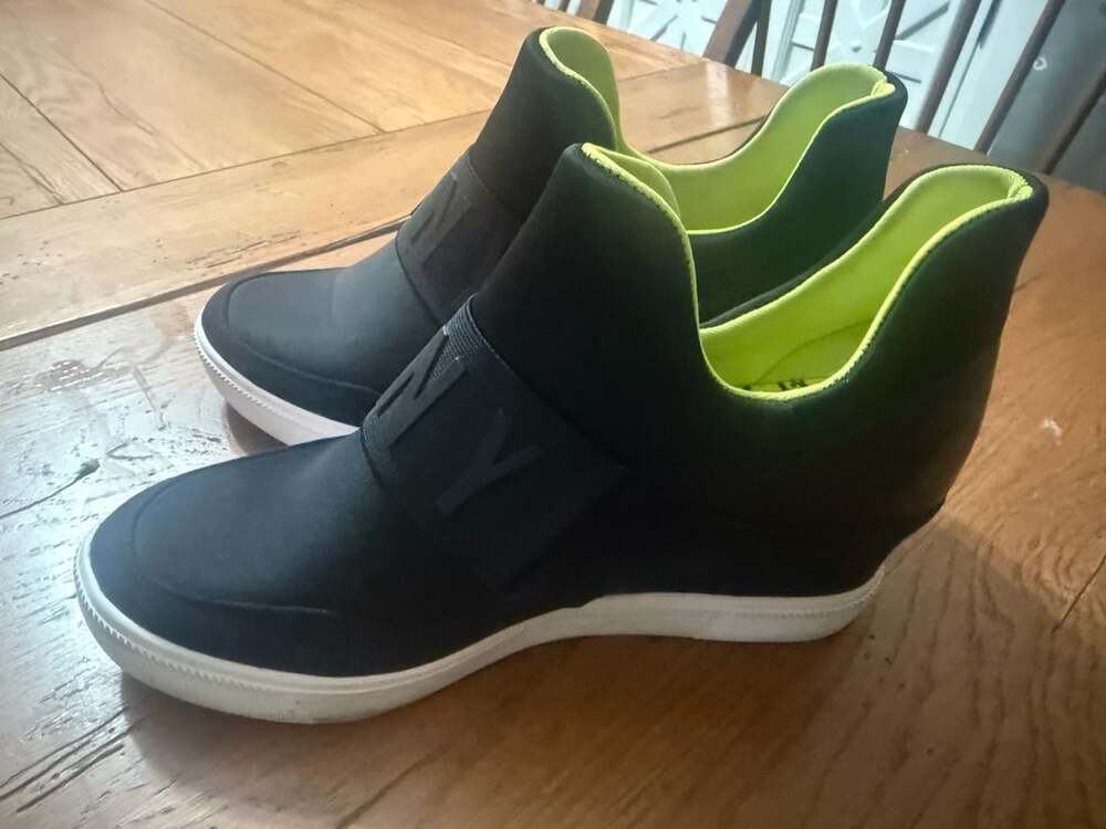 DKNY Black Scuba Slip-On Wedge Sneaker Boot Size 8M